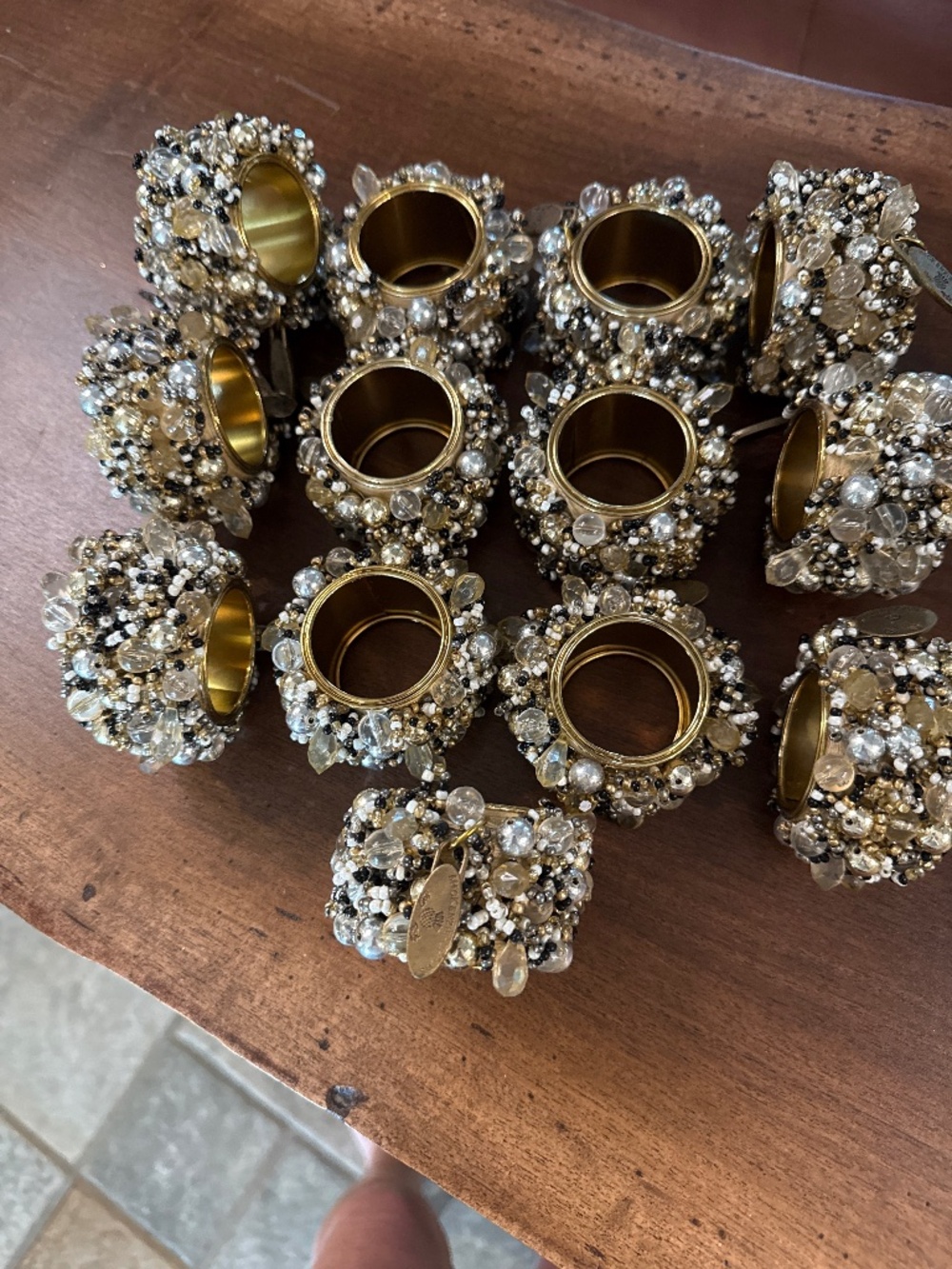 McKenzie Childs jewel and beaded vintage napkin rings